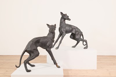 Lot 43 - A pair of large bronze figures of whippets