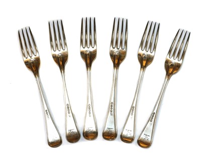 Lot 54 - A set of six George III silver forks
