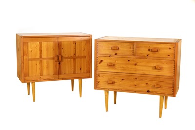 Lot 492 - A Danish pine chest of four drawers and a cupboard