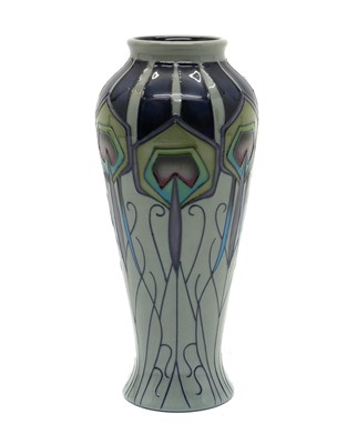 Lot 62 - A Moorcroft pottery 'Peacock Parade' pattern trial vase