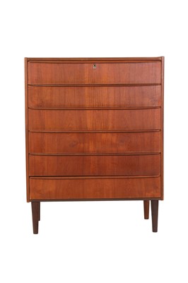 Lot 373 - A Danish teak six-drawer chest