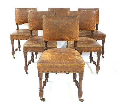 Lot 25 - A set of six oak Gothic Revival dining chairs