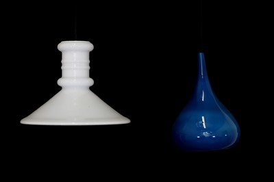 Lot 376 - Two Holmegaard glass light pendants