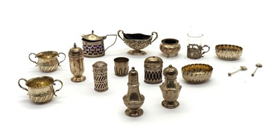 Lot 20 - A collection of Victorian and later silver miniature cruet items