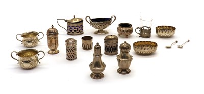 Lot 20 - A collection of Victorian and later silver miniature cruet items