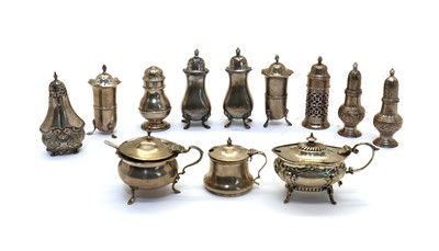 Lot 28 - A collection of silver cruet items