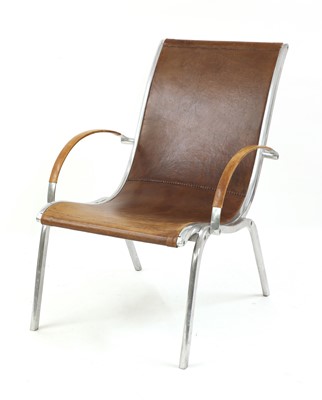 Lot 503 - A cast aluminium and leather chair