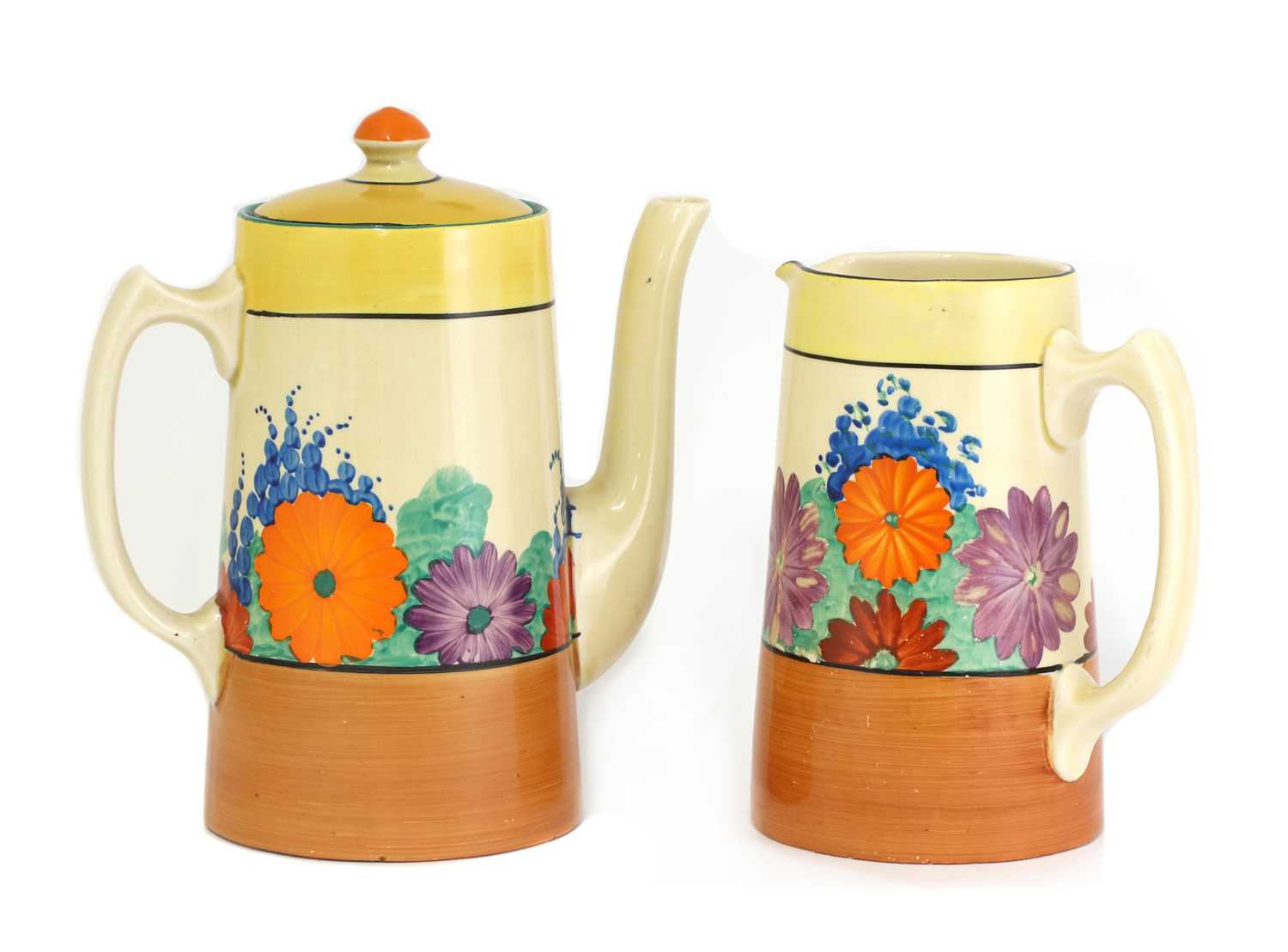 Lot 136 - A Clarice Cliff 'Gayday' tankard coffee pot and lid