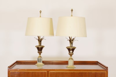 Lot 473 - A pair of brass table lamps