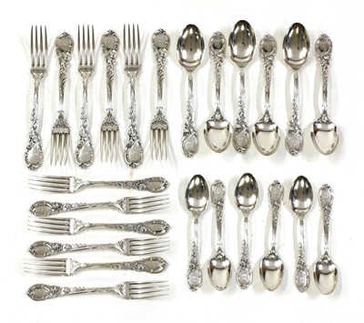 Lot 16 - An Art Nouveau American silver canteen of cutlery