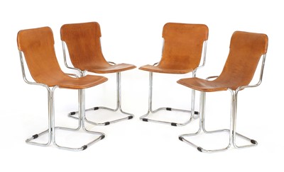 Lot 241 - A set of four Italian leather and chrome chairs