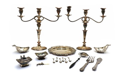 Lot 46 - A pair of silver-plated candelabra