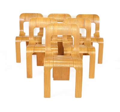 Lot 369 - A set of six bentwood stacking chairs