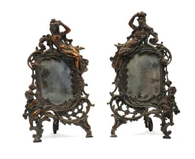 Lot 45A - A pair of silver plated Art Nouveau easel back mirrors