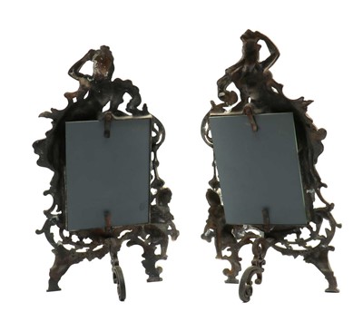 Lot 45 - A pair of silver plated Art Nouveau easel back mirrors