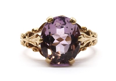 Lot 185 - A 9ct gold single stone amethyst ring