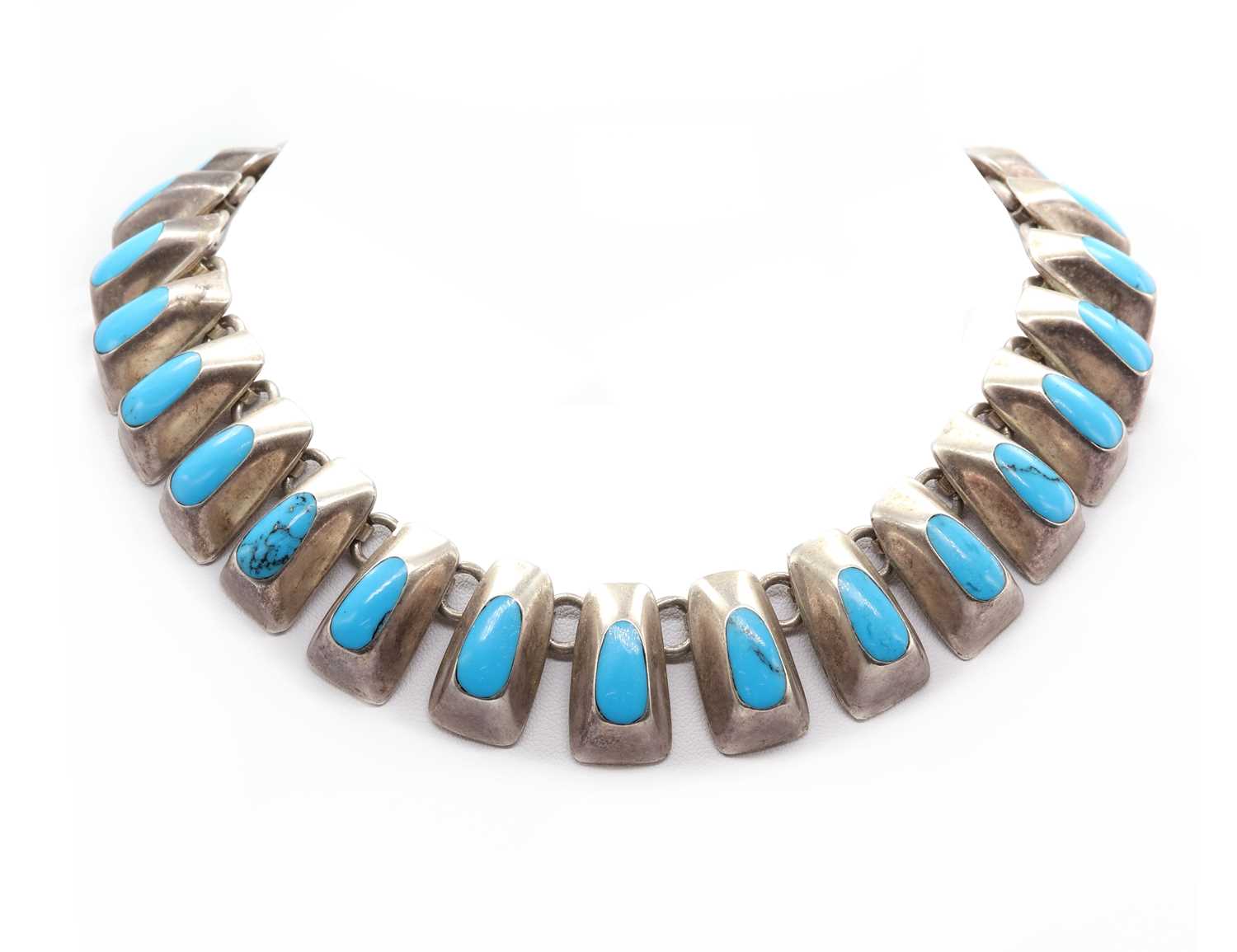 Lot 285 - A Mexican silver turquoise necklace