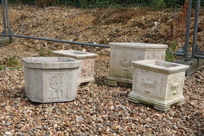 Lot 350 - A group of four composite stone garden planters