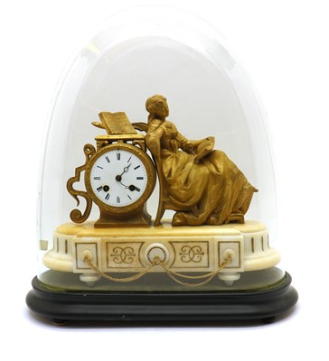 Lot 158A - A gilt metal and alabaster mantel clock