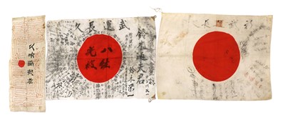 Lot 69 - Three Second World War Japanese 'Good Luck' flags