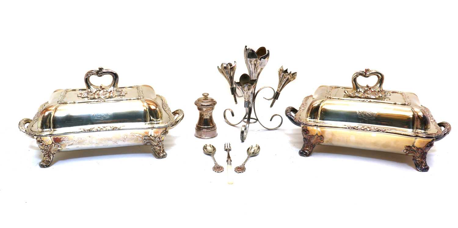 Lot 53 - A pair of silver plated entree dishes