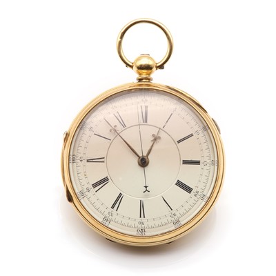 Lot 193 - A Victorian 18ct gold key wound open faced chronograph pocket watch