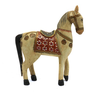 Lot 184 - An Indian folk art painted wooden horse