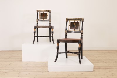 Lot 48 - A pair of George III painted wooden side chairs