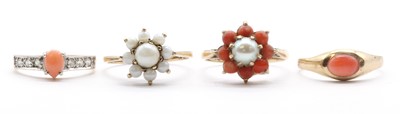 Lot 389 - Four 9ct gold rings