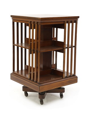 Lot 261 - An Edwardian mahogany and inlaid revolving bookcase