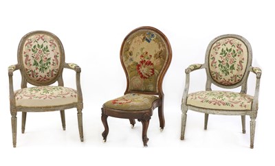 Lot 255 - A matched pair of continental salon chairs