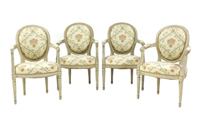 Lot 259 - A set of four painted salon chairs