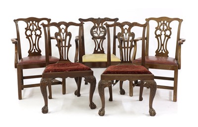 Lot 458 - A pair of George III style mahogany dining chairs