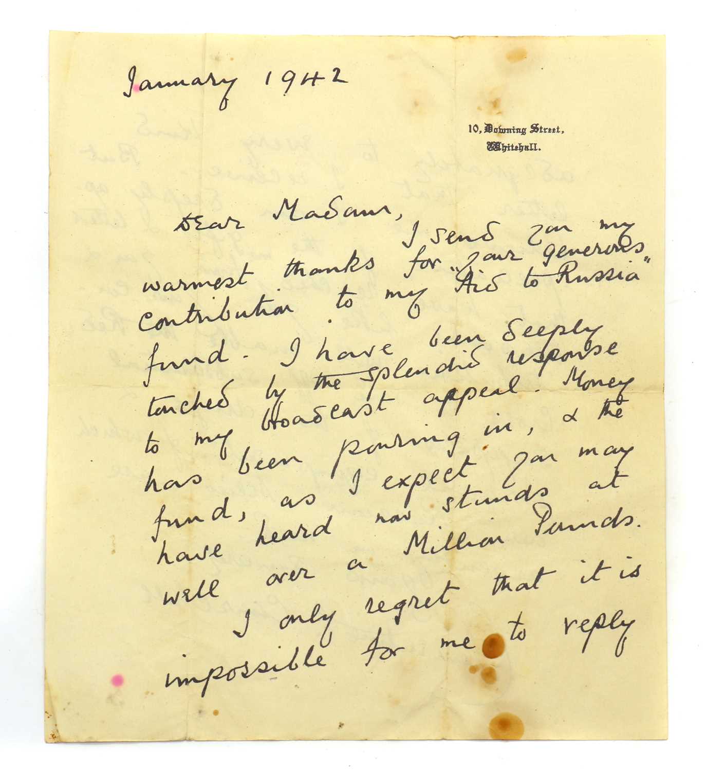 Lot 165 - A signed letter by Clementine Churchill