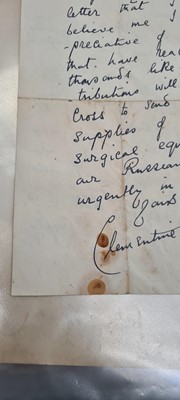 Lot 165 - A signed letter by Clementine Churchill