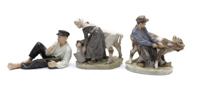 Lot 73 - A group of three Royal Copenhagen porcelain figures
