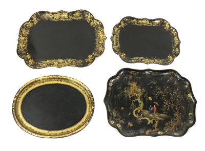 Lot 192 - A papier mache chinoiserie tray