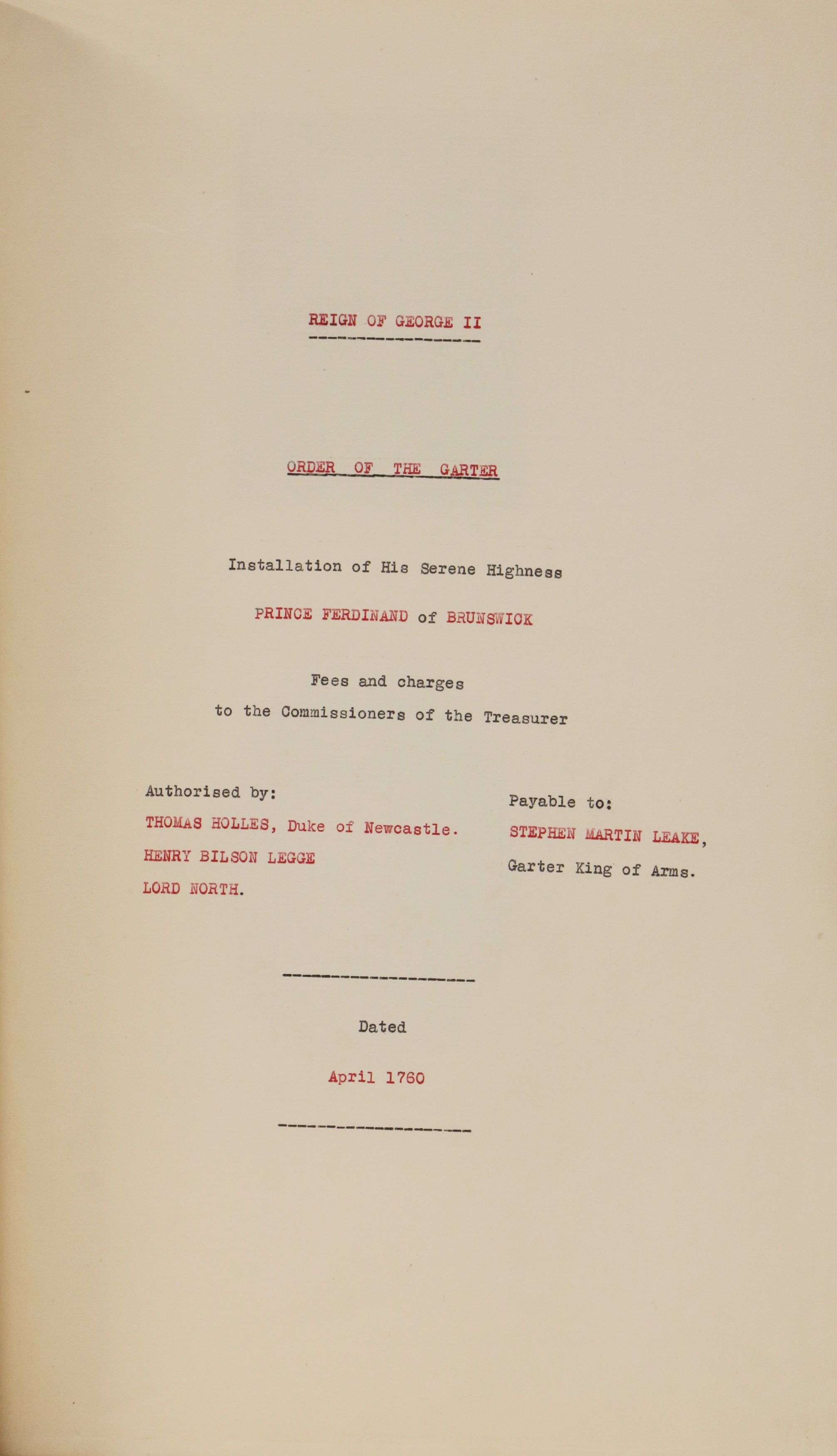 Lot 169 - King George II Signed ORDER OF THE GARTER: