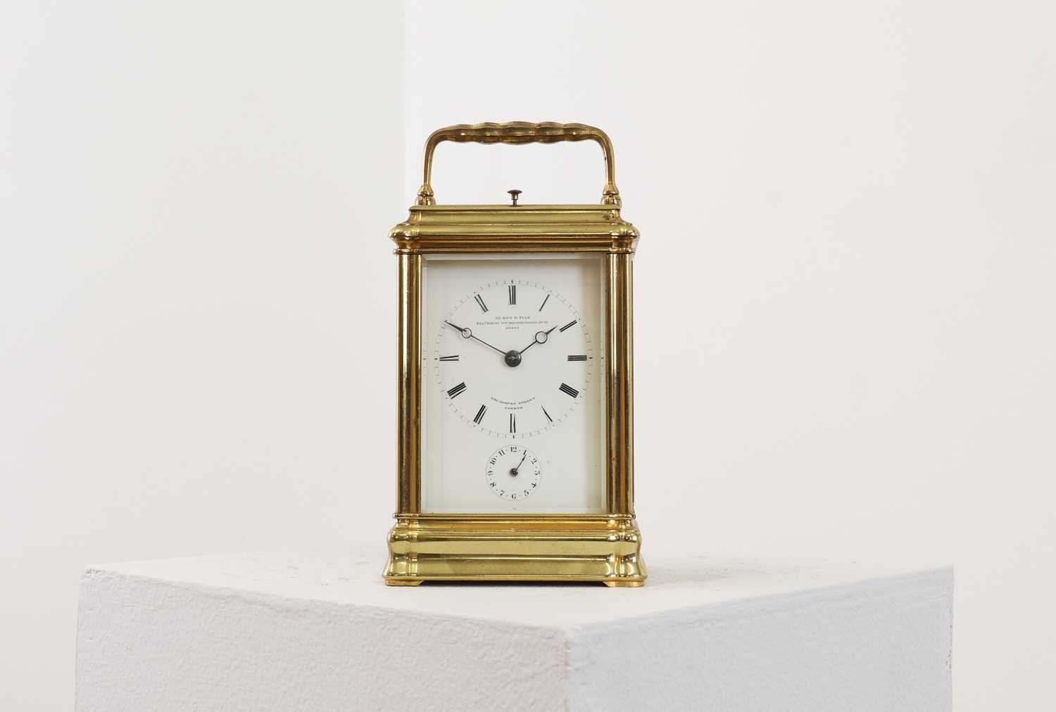 Lot 324 - A gilt-brass gorge-cased petite sonnerie carriage clock