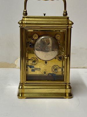 Lot 324 - A gilt-brass gorge-cased petite sonnerie carriage clock