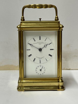 Lot 324 - A gilt-brass gorge-cased petite sonnerie carriage clock