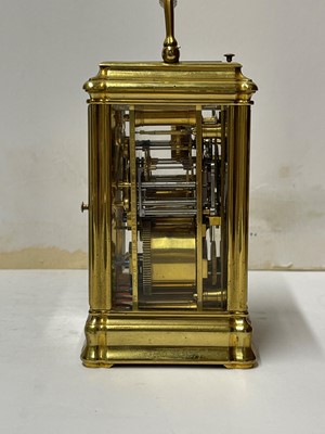 Lot 324 - A gilt-brass gorge-cased petite sonnerie carriage clock