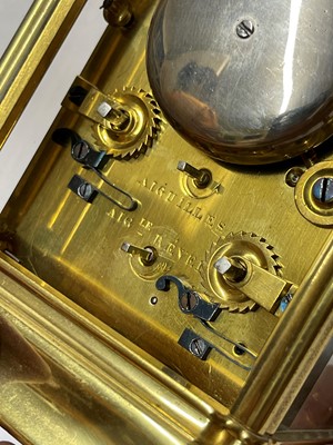 Lot 324 - A gilt-brass gorge-cased petite sonnerie carriage clock