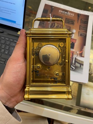 Lot 324 - A gilt-brass gorge-cased petite sonnerie carriage clock