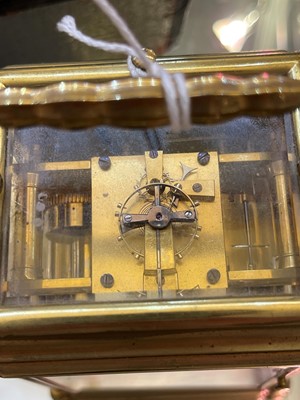 Lot 324 - A gilt-brass gorge-cased petite sonnerie carriage clock