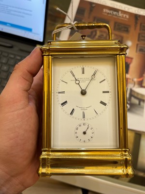 Lot 324 - A gilt-brass gorge-cased petite sonnerie carriage clock