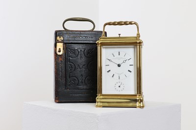 Lot 324 - A gilt-brass gorge-cased petite sonnerie carriage clock