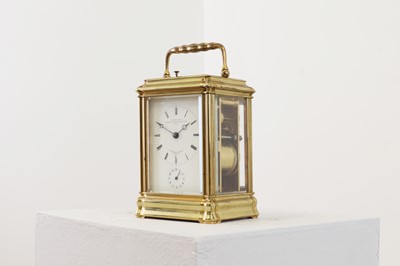 Lot 324 - A gilt-brass gorge-cased petite sonnerie carriage clock