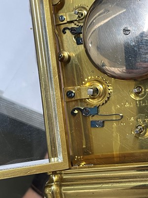 Lot 324 - A gilt-brass gorge-cased petite sonnerie carriage clock