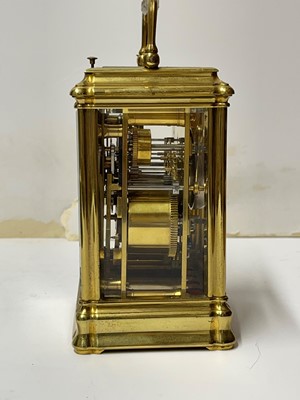 Lot 324 - A gilt-brass gorge-cased petite sonnerie carriage clock